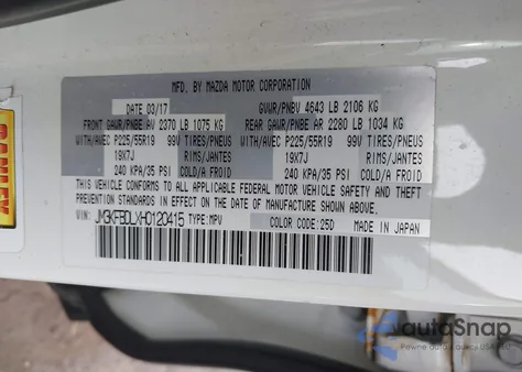 2017 Mazda Cx-5 Grand Touring z USA, uszkodzony, nr VIN JM3KFBDLXH0120415